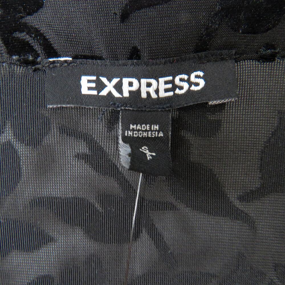 Express Black Velvet Floral Sheer Kimono Duster Long Size Small NWT - Picture 6 of 10